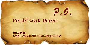 Polácsik Orion névjegykártya